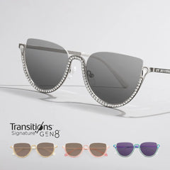 Half Frame Cat Eye Glasses With Shiny Diamonds