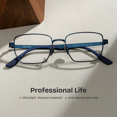 Jameson Blue Frame Prescription Glasses with Geometric Shape | ZEELOOL