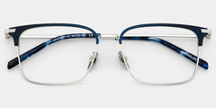 Maxwell Blue Browline Glasses Frames in Titanium for Men | ZEELOOL