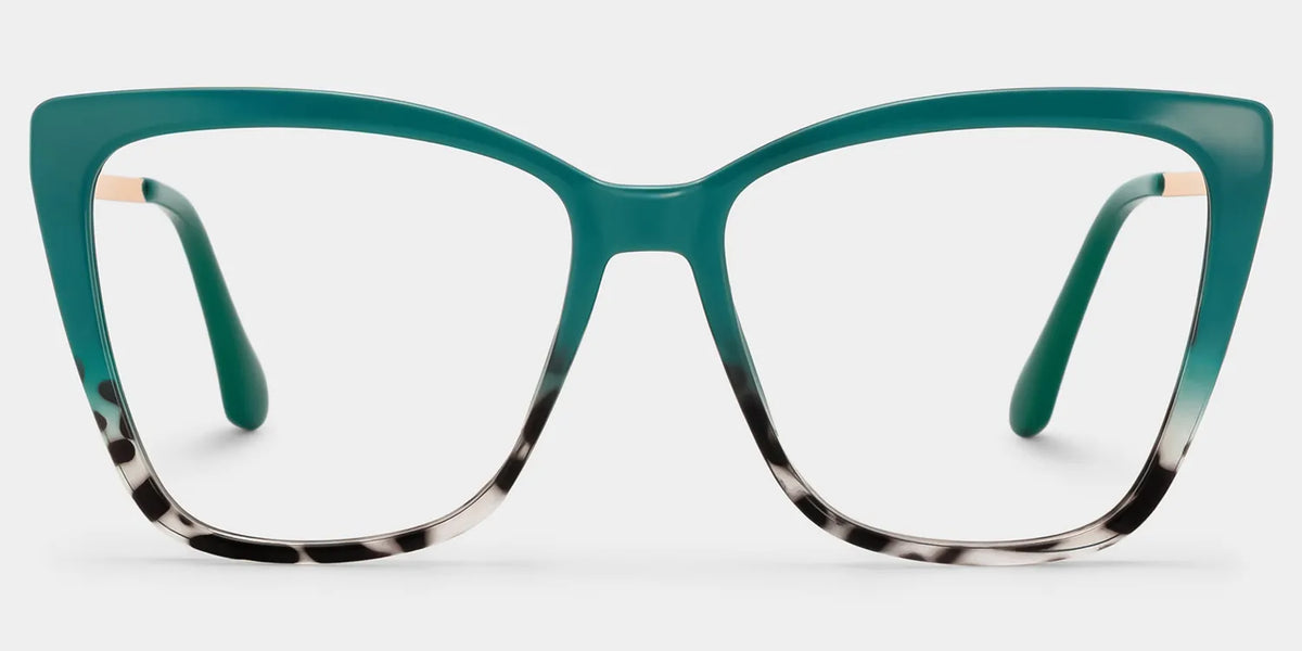 Awilda Cateye Green Eyeglasses with Two-Tone Frames