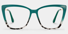 Awilda Cateye Green Eyeglasses with Two-Tone Frames