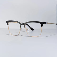 Cleo Black Gold Frame Glasses with Browline Frame Online | ZEELOOL