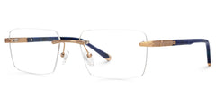 Blue Mixed-Materials Rectangle Eyeglasses- Savitrie