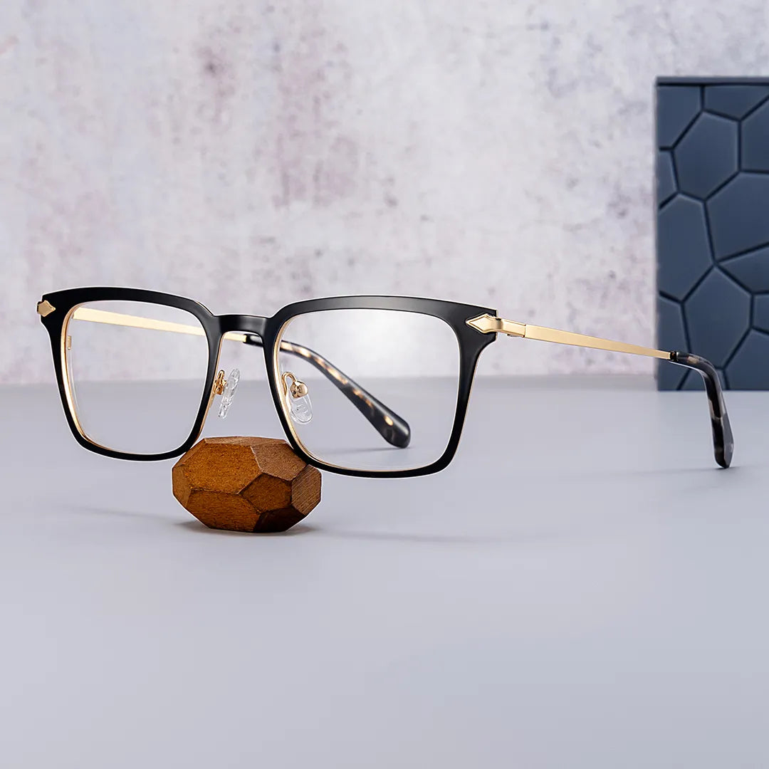 Black Color Chaney Rectangle Prescription Glasses | Zeelool