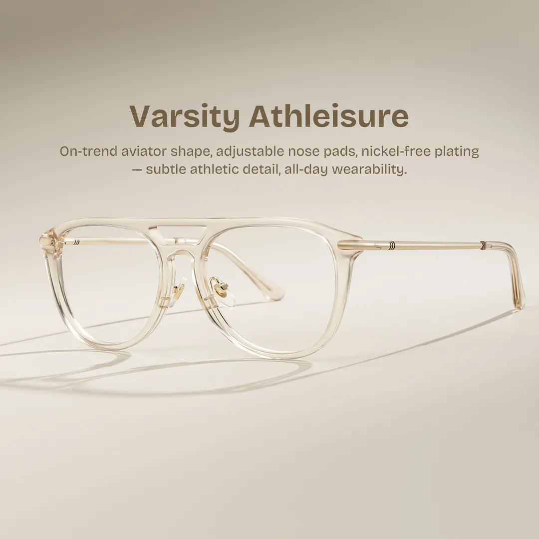 Isabelle Beige Aviator Glasses Frame | Soft Athleisure