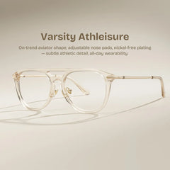 Isabelle Beige Aviator Glasses Frame | Soft Athleisure