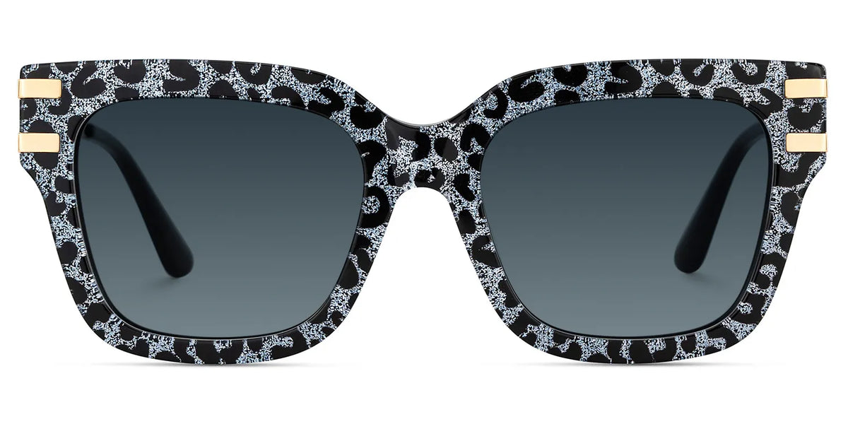 Square Cat-Eye Glasses With Gray Leopard