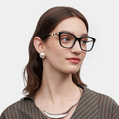 Delilah Square Black Frame Eyeglasses for Women| ZEELOOL