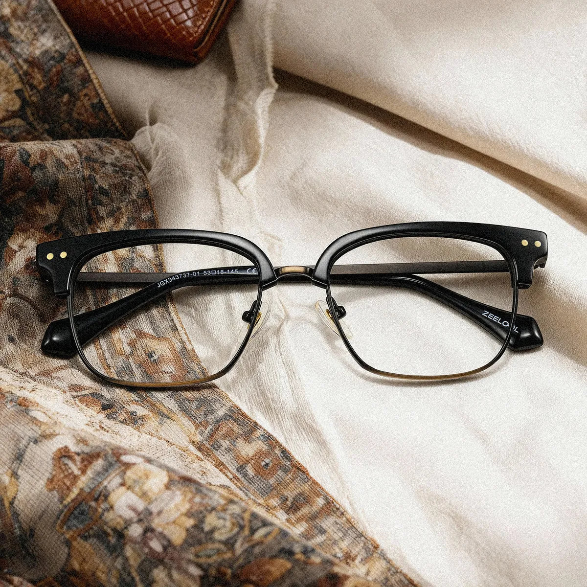 Nathan Black Frame Glasses with Browline Frame Online | ZEELOOL