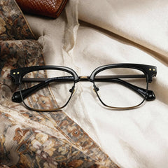 Nathan Black Frame Glasses with Browline Frame Online | ZEELOOL