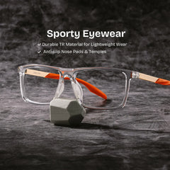 Active Clear Orange Frame Glasses with Rectangle Frame Online | ZEELOOL
