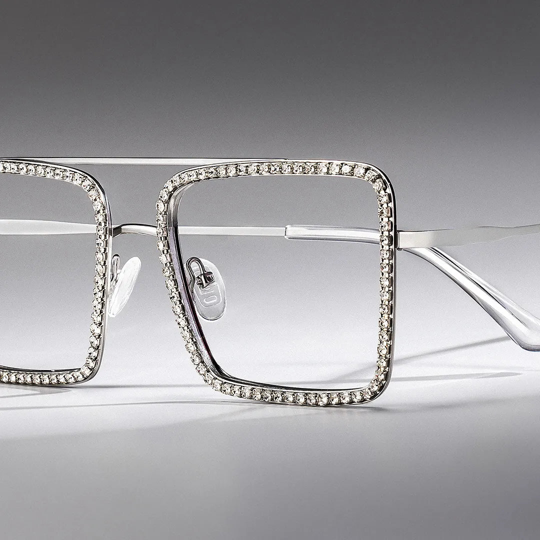 Diva Sparkle Glitter Glasses, Silver Eyeglass Frames