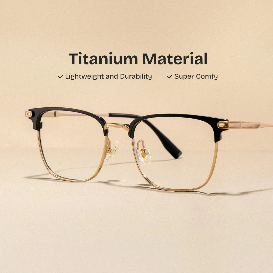 Men's Titanium Eyeglass Frames with Browline Shape