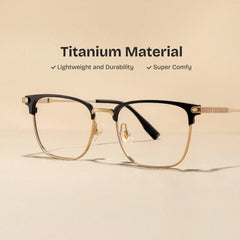 Men's Titanium Eyeglass Frames with Browline Shape