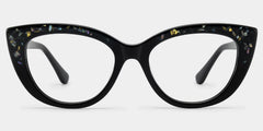 Elora Cat-Eye Black Glitter Glasses Frames with Diamond Chips | ZEELOOL