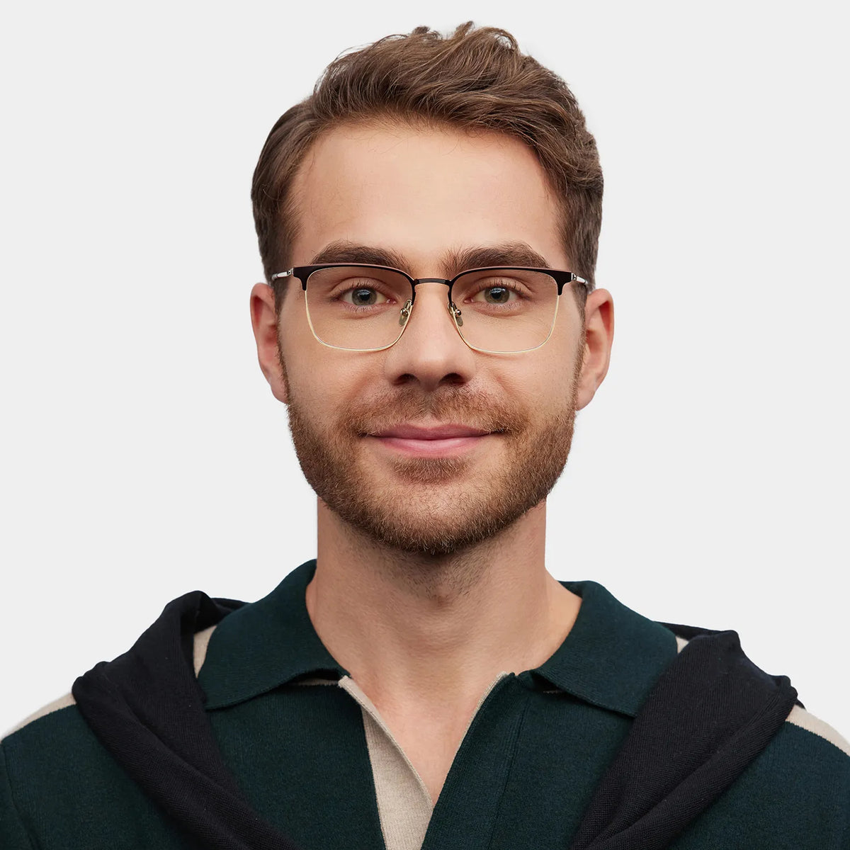 Browline Brown Eyeglasses- Cole Titanium Frame Glasses