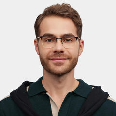 Browline Brown Eyeglasses- Cole Titanium Frame Glasses