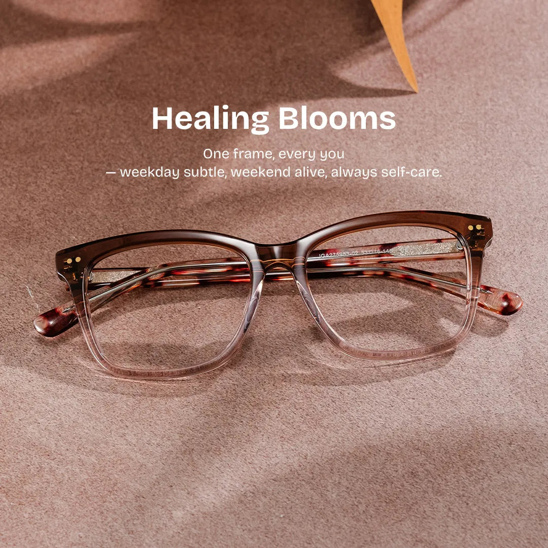 Layla Brown Flower Square Eyeglass Frames | ZEELOOL
