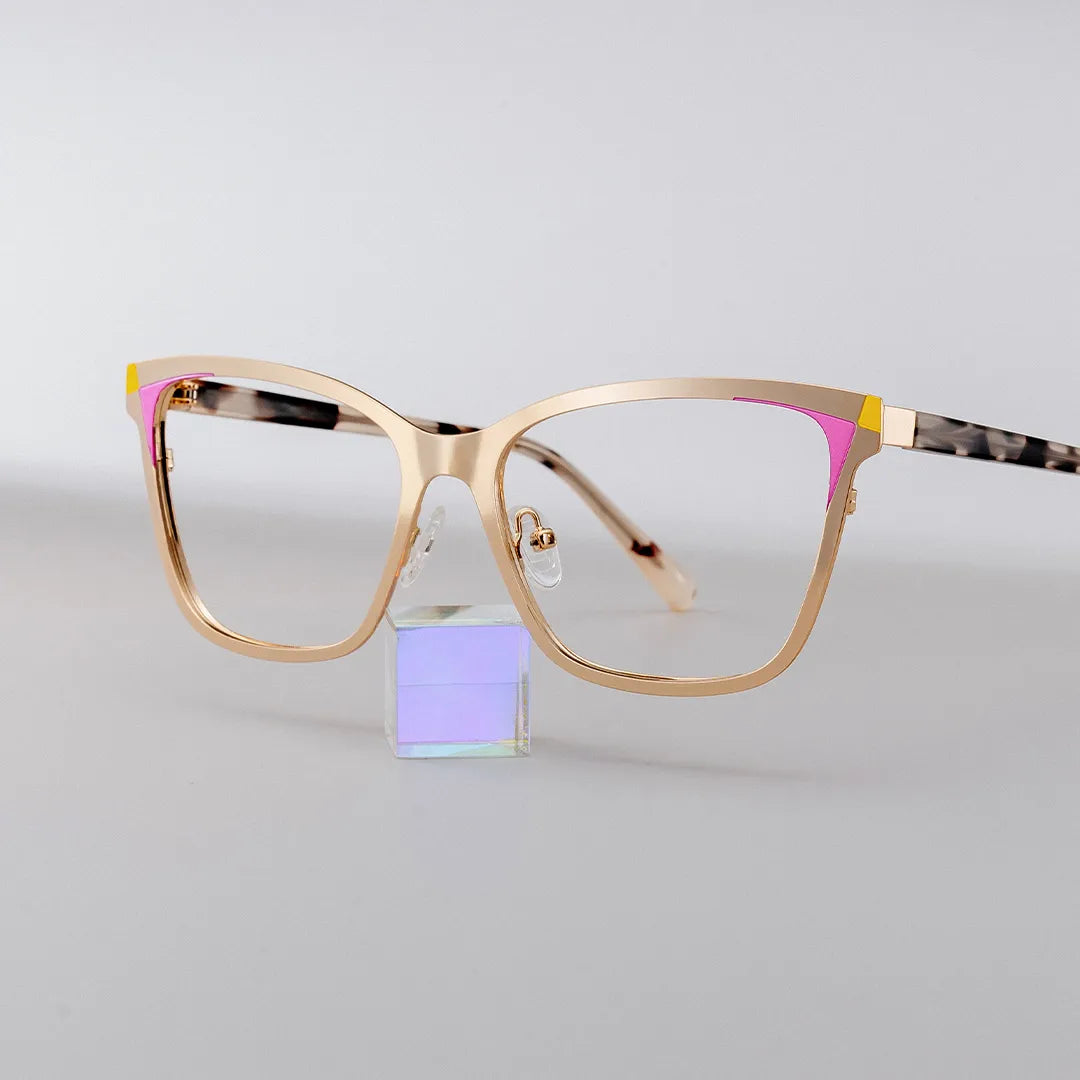 Elise Gold Frame Glasses with Rectangle Frame Online | ZEELOOL