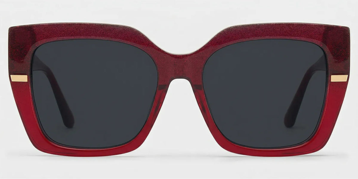 Mavis Square Burgundy Glasses Frames with Glittering Powder| ZEELOOL