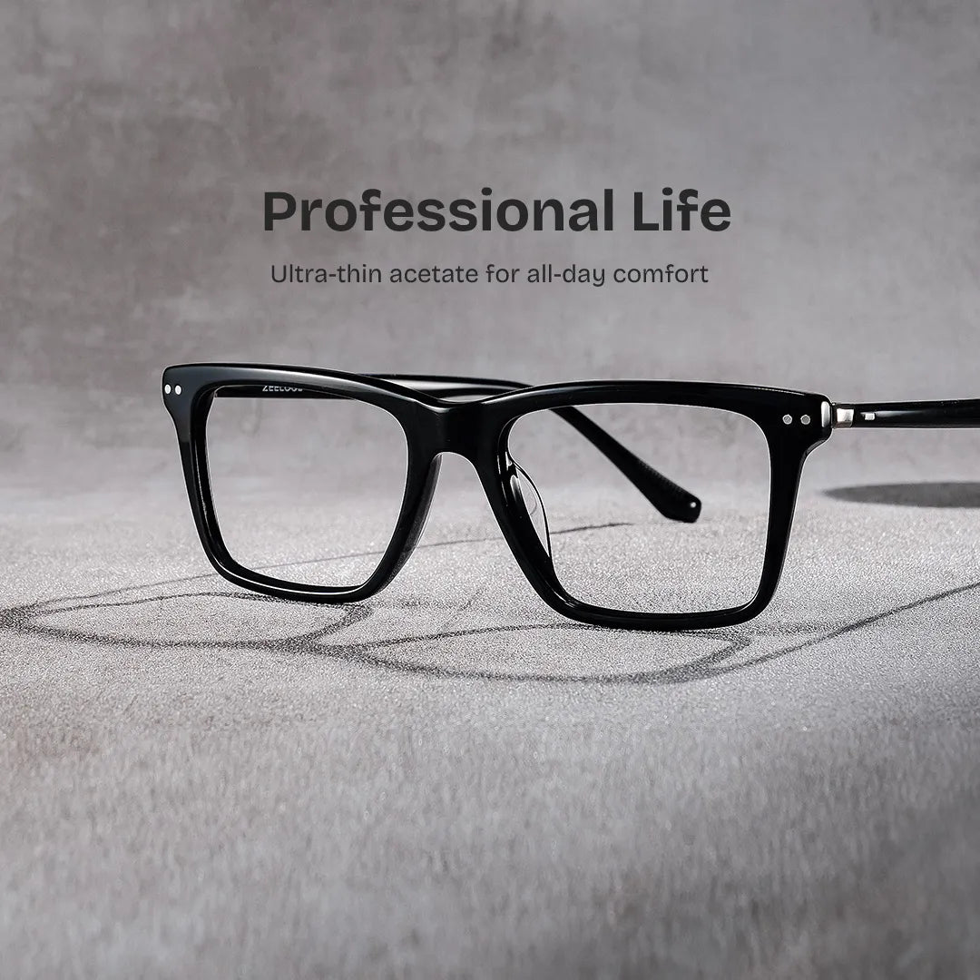 Harper Black Frame Prescription Glasses with Rectangle Shape | ZEELOOL