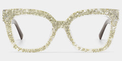 Renata Square Silver Rhinestone Covered Glasses | ZEELOOL