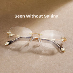 Rectangle Gold Eyeglasses- Seth Metal Frame Glasses