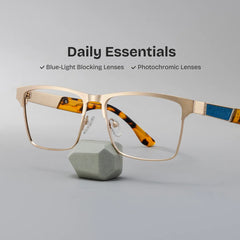 Jasper Eyeglasses in Browline Gold Frame | Zeelool