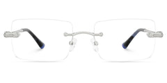 Silver Rimless Eyeglasses Frames With Adjustable Nose Pads