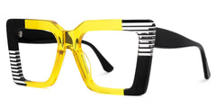 Shamika Large Black and Yellow Eyeglasses with Rectangle Frames | Zeelool
