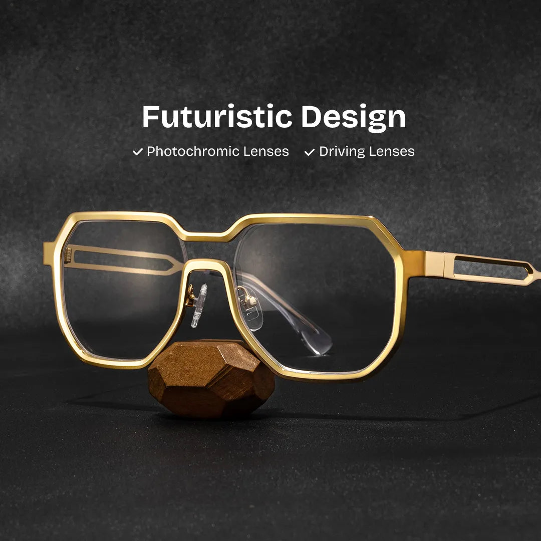 Men's Geometric Glasses in Metal Color