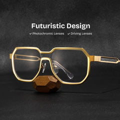 Men's Geometric Glasses in Metal Color