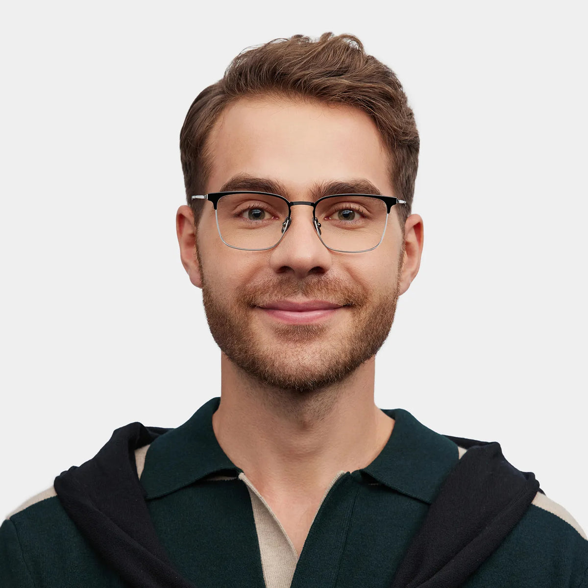 Browline Black Eyeglasses- Cole Titanium Frame Glasses