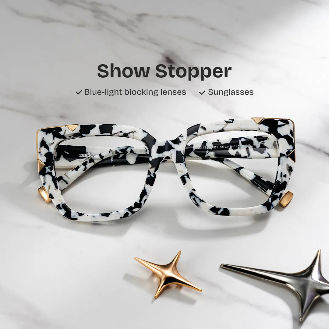 Dax Square cow print Frame Eyeglasses for Women| ZEELOOL