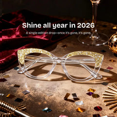 Elora Cat-eye Clear Glitter Glasses Frames Covere with Diamonds | ZEELOOL