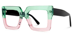 Brandon Square Green-Pink Oversized Frame Glasses