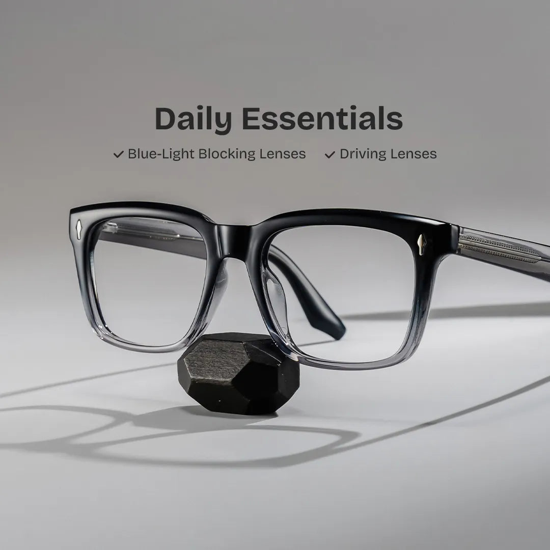 Fletcher Black Frame Glasses with Rectangle Frame Online | ZEELOOL
