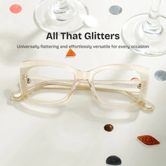 Leona Rectangle Gold Glitter Eyeglasses with Bling Frame | ZEELOOL