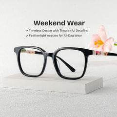 Freya Black Frame Glasses with Square Frame Online | ZEELOOL