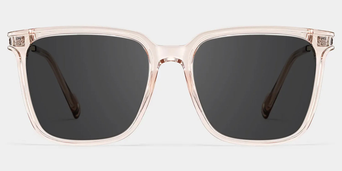 Thin Beige Frame Glasses With Square Shape