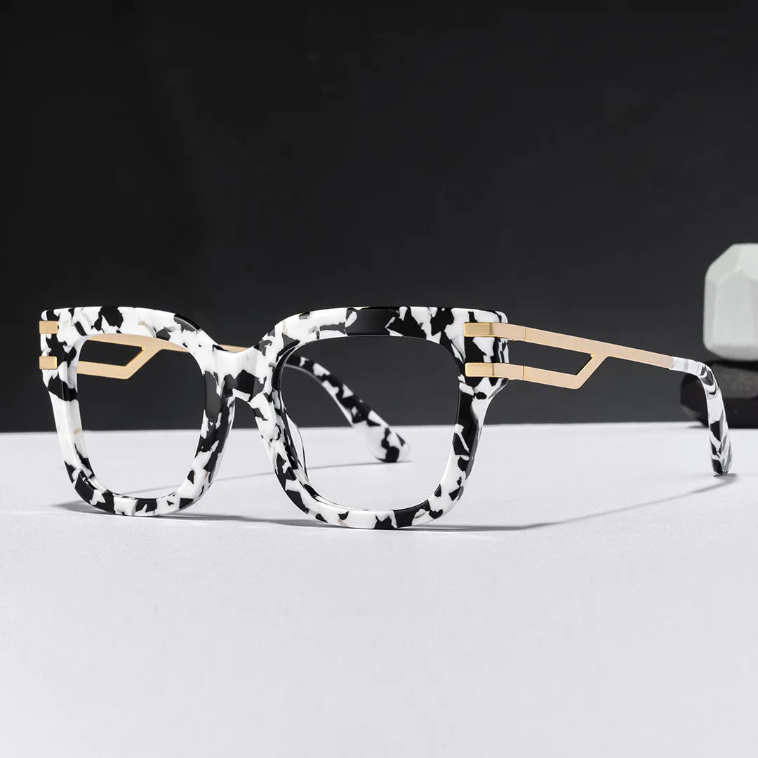 Square Cat-Eye Glasses With Cow Pattern