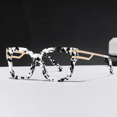 Square Cat-Eye Glasses With Cow Pattern