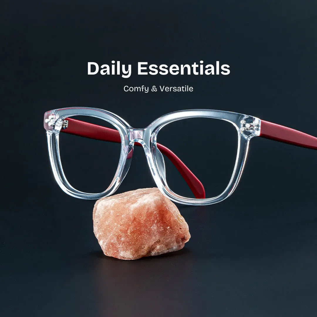 Scarlett Clear Red Frame Glasses with Square Frame Online | ZEELOOL