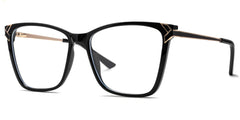 Tricee Square Black Glasses With Gold Arms For Females | Zeelool
