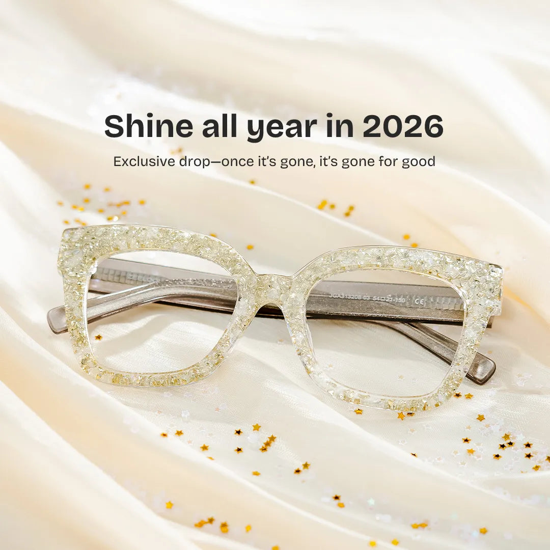 Renata Square Silver Rhinestone Covered Glasses | ZEELOOL