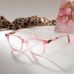Freya Pink Frame Glasses with Square Frame Online | ZEELOOL