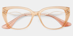 Alma Butterfly Beige Orange Transparent Glasses in Metal Temples