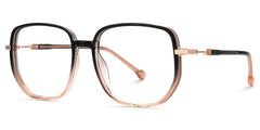Joana Black and Beige Glasses in Geometric Wide Frame Design