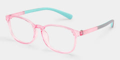 Kids Rectangle  Pink Green Amaker Frame Glasses | Zeelool