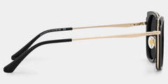 Black Metal Frame Glasses With Wide Size For Women